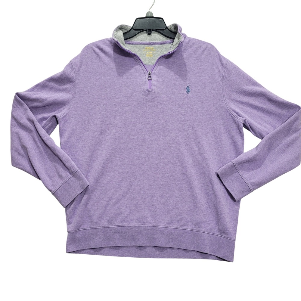 Polo Ralph Lauren Mens Quarter Zip Pullover Sweater Purple Heather Size M FLAW